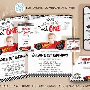 Invitación rápida para un cumpleaños Invitación para fiesta de primer cumpleaños de Rase Car Descarga digital CORJL CUALQUIER EDAD