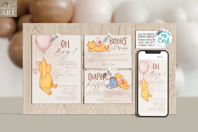 Pooh Baby Shower Invite Winnie the Pooh Evite Invitations Etsy
