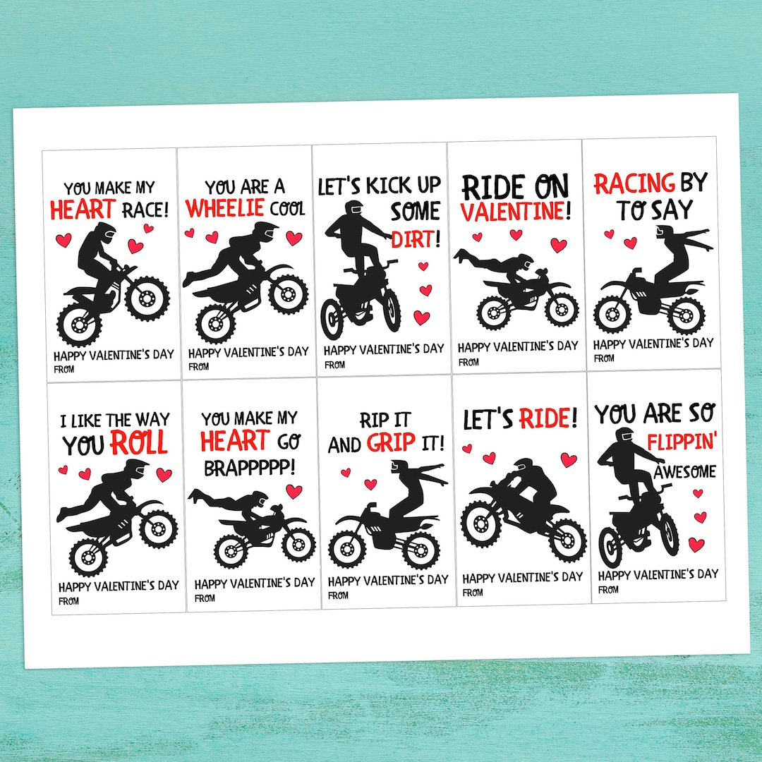 Dirt Bike Valentine Cards, Motocross Valentine Cards, Funny School ...