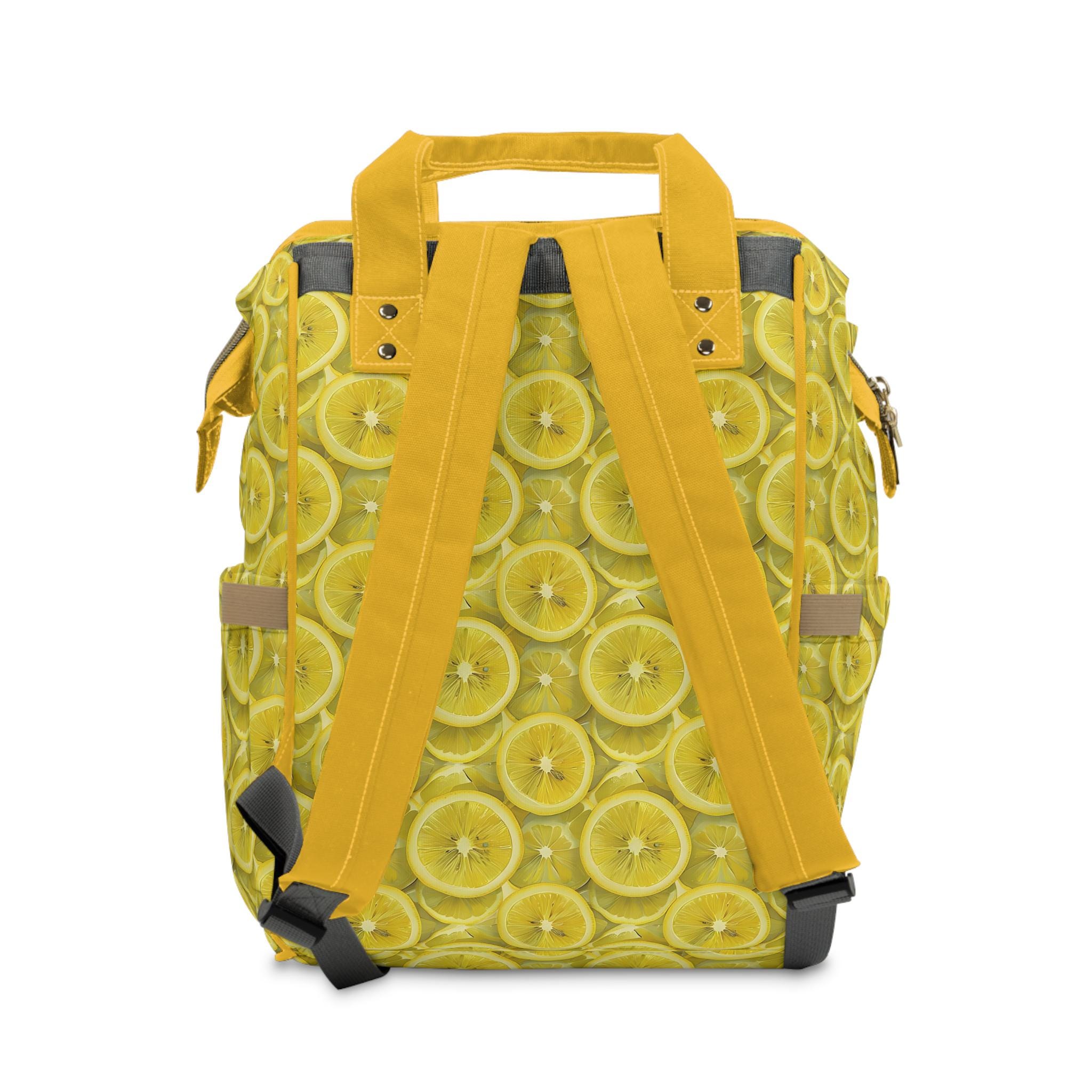 Sweet Lemon Carry-all Diaper Bag Backpack Whimsical Lemon Print Diaper Backpack, Boho Fresh Citrus  main image 4