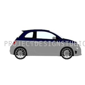 Drawing FIAT 500 ABARTH RIVALE color, sheet, print, poster, illustration