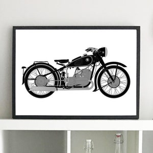 BMW R5 motorcycle illustration, Art print, poster, to frame