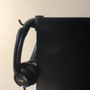 Adhesive Hook Hanger Headphones on PC Screen