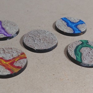 Rough Earth Texture - Desert Wasteland and Painted Rivers Finished Clay Bases for Miniatures, Wargaming, or RPG. Multiple Colors Available!