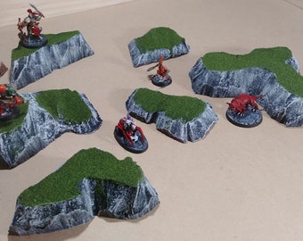 Scenario Per Wargaming &ndash; Set Di Colline In Finitura Ghiaccio &ndash; Dipinte A Mano