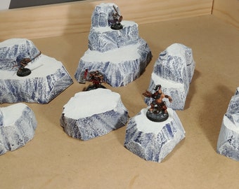 Wargaming Terrain - Tall Hills Medium Box Set of Hills Snow Finish