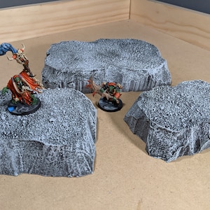 Wargaming Terrain - Small Box Set of Platform Hills Stone Finish