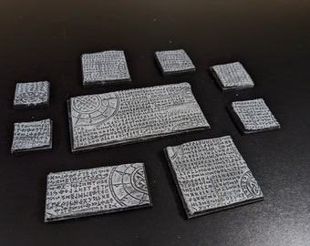 Painted Clay Bases Runic Texture - Square and Rectangle Bases for Warhammer Old World, Fantasy, Wargaming, or RPG