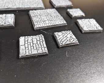 Painted Clay Bases Cobblestone Texture - Square and Rectangle Bases for Warhammer Old World, Fantasy, Wargaming, or RPG
