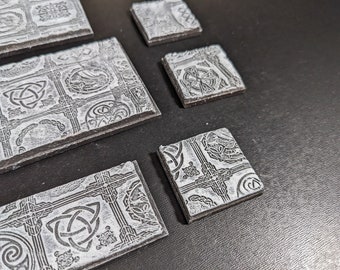 Bemalte Clay Bases mit keltischer Textur - quadratische und rechteckige Bases für Warhammer Old World, Fantasy, Wargaming oder RPG