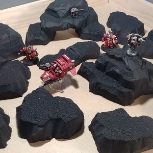Wargaming Terrain - Tall Hills Large Box Set of Black Primed Hills