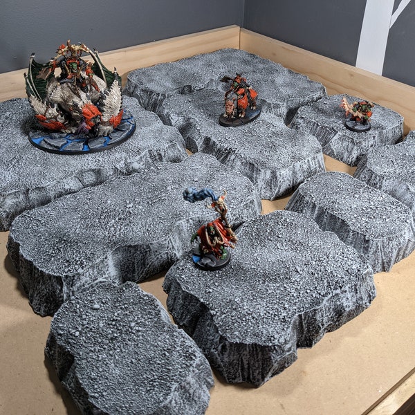 Wargaming Terrain - Large Box Set of Platform Hills Stone Finish