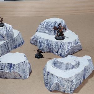 Wargaming Terrain - Tall Hills Small Box Set of Hills Snow Finish