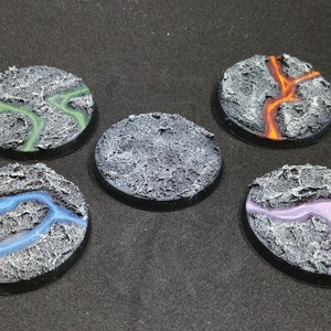 Rough Earth Texture - Gray Stone and Painted Rivers Finished Clay Bases for Miniatures, Wargaming, or RPG. Multiple Colors Available!