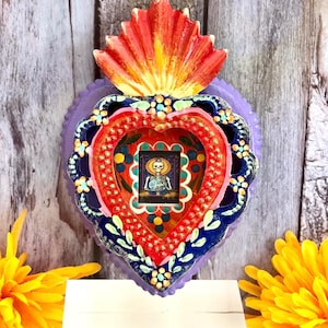 Mexican Tin Nicho Day of the Dead image  Skeleton Painted Tin Nicho Painted Shadow Box Dia de Los Muertos Mexican Tin Nicho