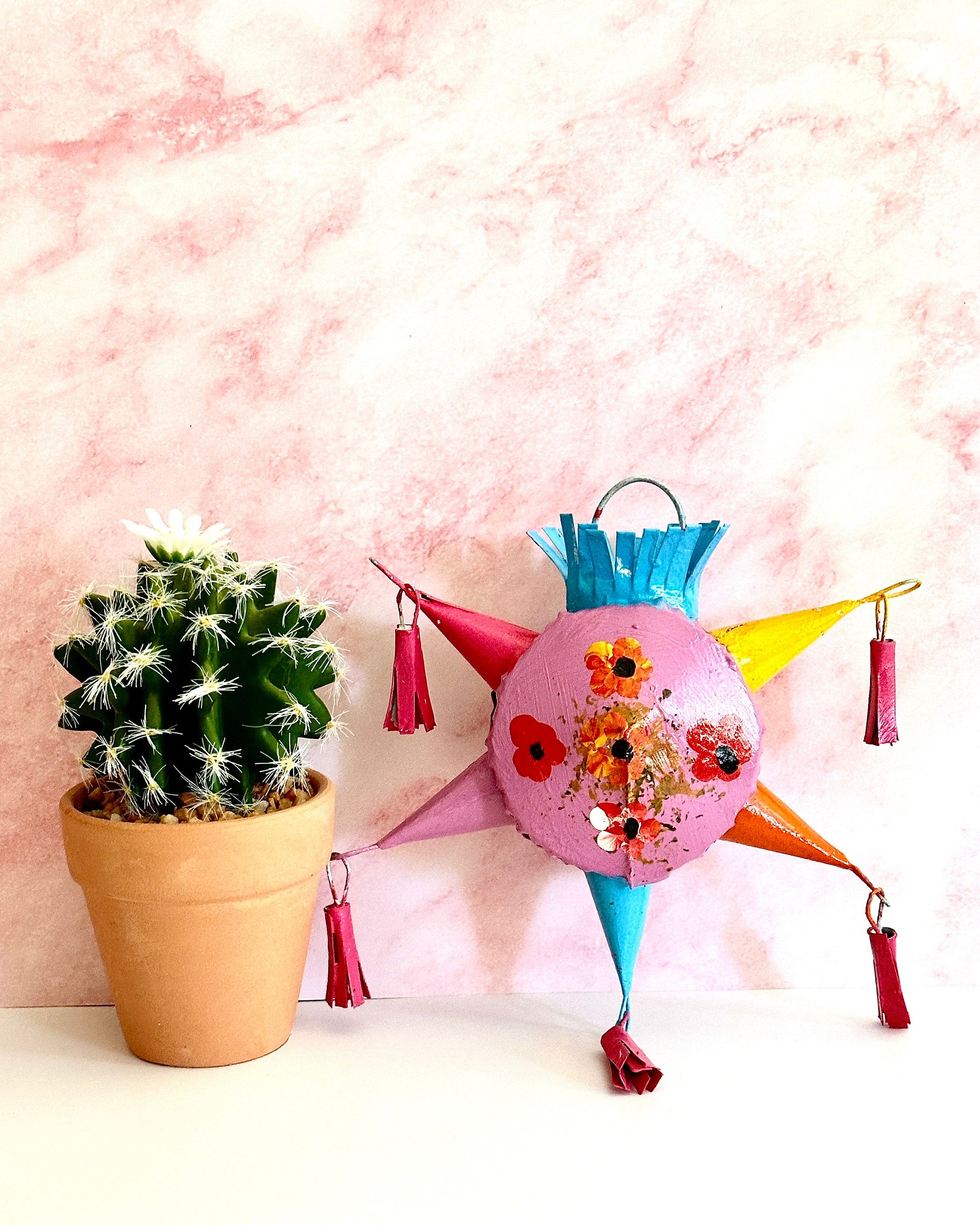 Hand Pinata Tin Punched Mexican Piñatas (set of 2) Christmas Ornaments Hand Made ...
