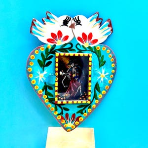 Mexican Tin Nicho Day of the Dead image  Skeleton Painted Tin Nicho Painted Shadow Box Dia de Los Muertos Mexican Tin Nicho