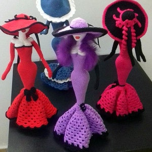 Patron PDF Poupée, Dame au chapeau, modèle au crochet, amigurumi, figurine de poupée pour la décoration, cadeau image 4