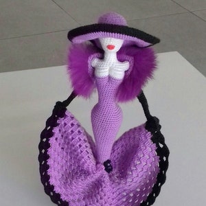 Patron PDF Poupée, Dame au chapeau, modèle au crochet, amigurumi, figurine de poupée pour la décoration, cadeau image 3