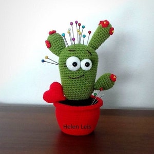 Digital crochet pattern Cactus, with needles it&#39;s a pincushion and a safe toy for kids without them.