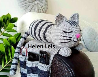 Organiseur Accoudoir Canapé En Crochet - Motif Chien/chat, 45x28 Cm, Antidérapant - Pour Téléphone, Lunettes, Boisson