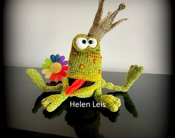 Modèle de grenouille au crochet en anglais. amigurumi, jouet design