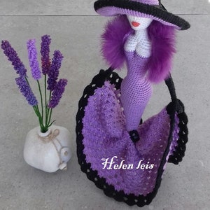 Patron PDF Poupée, Dame au chapeau, modèle au crochet, amigurumi, figurine de poupée pour la décoration, cadeau image 7