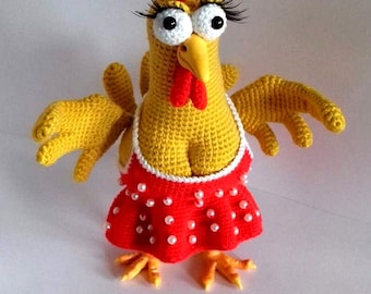 Chicken - sexy hen a detailed pattern with photographs in English, crochet, amigurumi, tutorial, scheme
