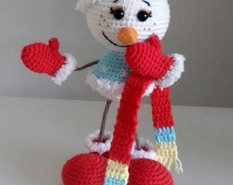 Christmas Crochet Snowman Pattern, Amigurumi PDF (English)