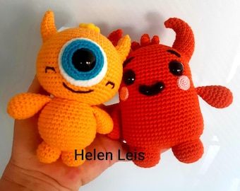 Monster and Cyclops two patterns for half price, amigurumi, crochet pattern in Eng. PDF