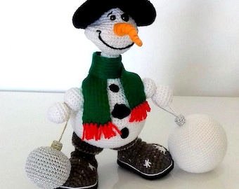 Crochet Snowman Pattern PDF, Amigurumi Toy, Winter Christmas Decor (Digital Download)