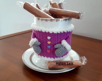 jumper for candy mug, crochet pattern, Christmas, sweets mug, Christmas coffee mugs cover sweet gifts for Сhristmas, coat
