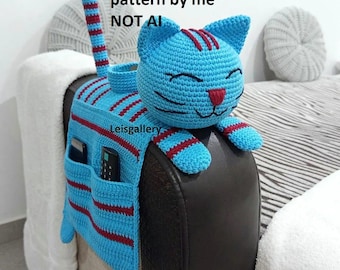 かぎ針編みの猫ソファアームオーガナイザーパターン：初心者向けソファ