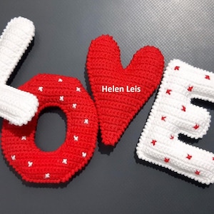 Palabra Amor, patrón de crochet de letras en inglés, decoración de San Valentín, alfabeto inglés, imán para refrigerador, guirnalda