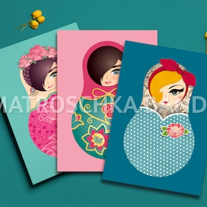 Carte postale A6, Matriochka Frida / Helena / Jayne