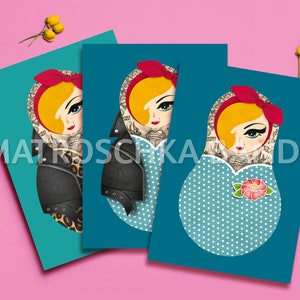 Cartolina A6, matrioska Jayne