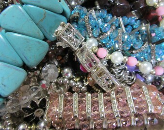Earrings Green Glass Beaded Necklace w/Cloisonne Tropical Fish/Flower Pendant Tropical Pink Copper & Rose w/Copper Sparkles Bracelet
