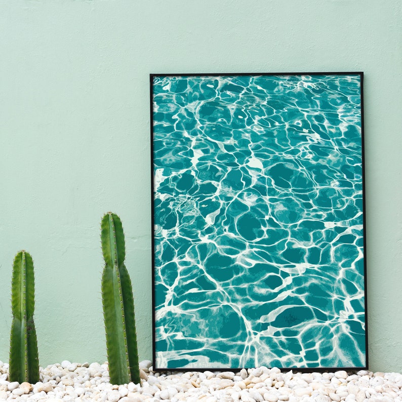 Swimming Pool Photography Decor Water Ripple Wall Art Moving Etsy