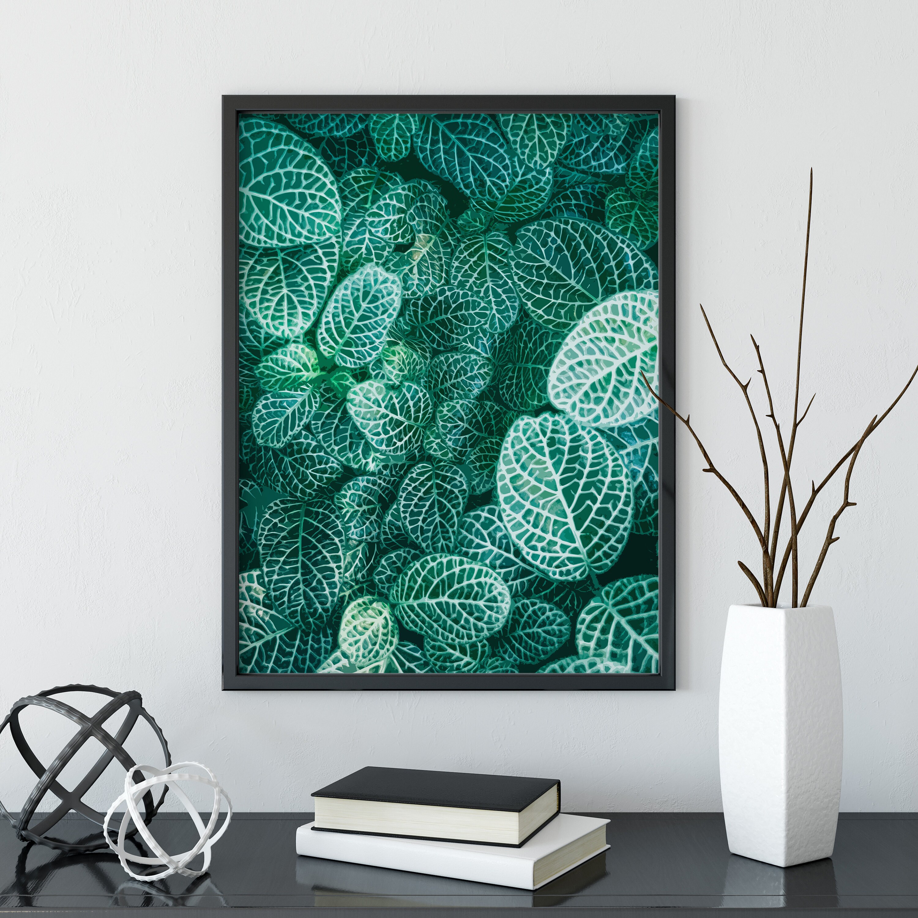 Green Plants Vase Art Prints Leaves Poster Wall Picture Home Decor