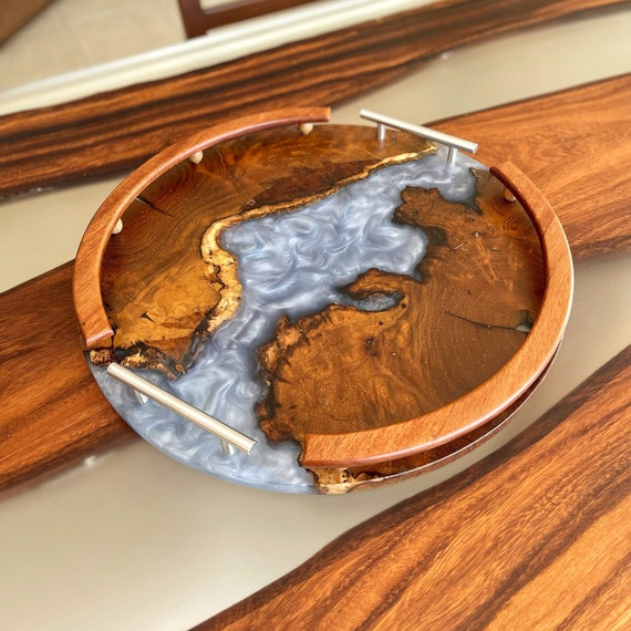 Serving Tray in Wood and Epoxy Resin Etsy