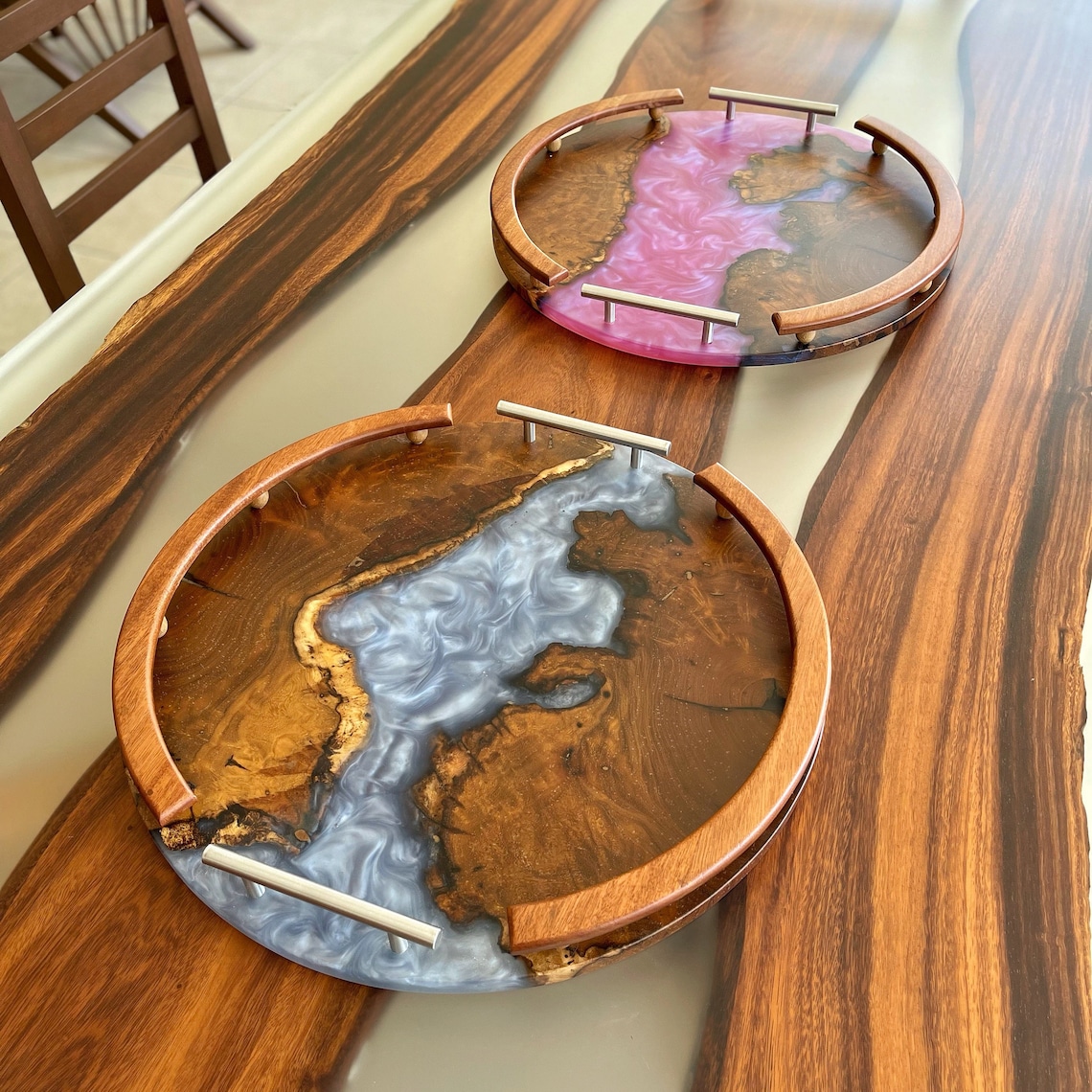 Serving Tray in Wood and Epoxy Resin Etsy