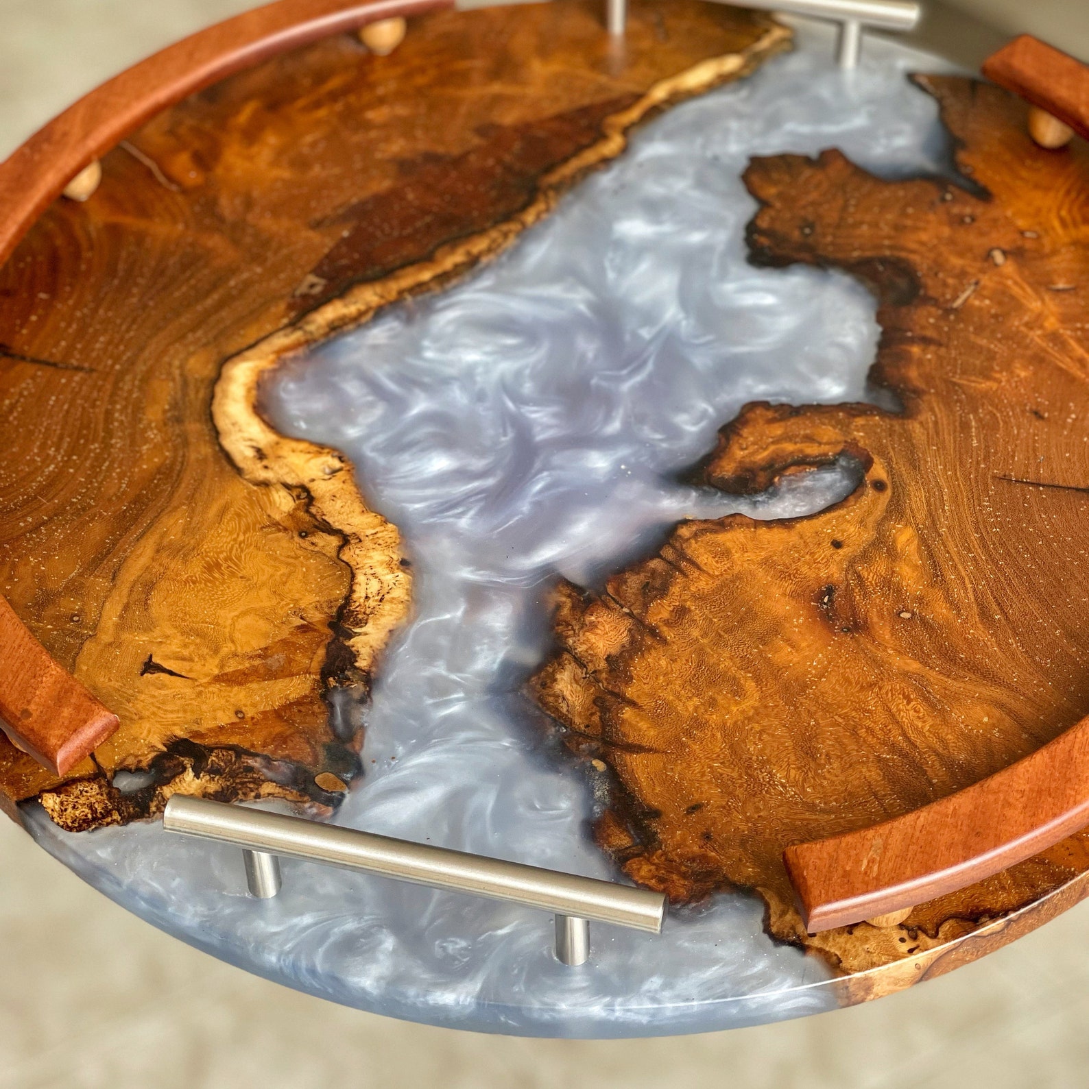 Serving Tray in Wood and Epoxy Resin Etsy
