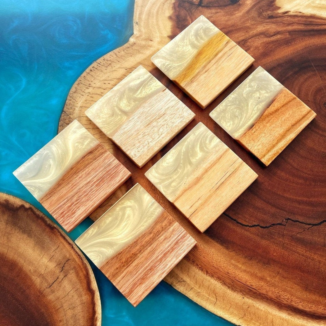Coasters in Epoxy Resin and Woodrio Effect cousters Etsy