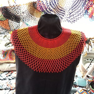 In vendita collana multicolore con perline arancioni africane, collana Masai, elegante, regalo per lei, cascata, Masai Mara