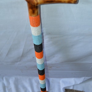 On sale Exquisite Bead-Decorated Walking Stick: Handcrafted Art Meets Walking Support  from Finest Wood status stick hiking cane pointing 15