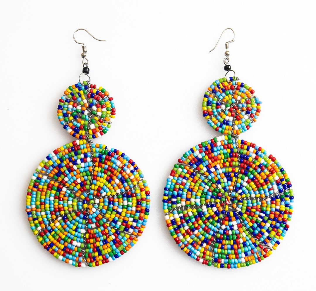 Black Maasai Beaded Chandelier Earrings main image 1
