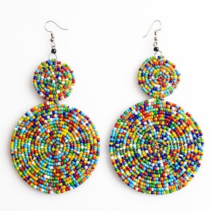 African Maasai Beaded Earrings: Traditional Tribal Colors