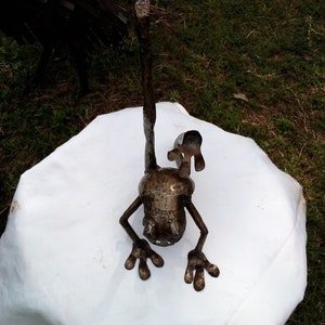 African Scrap Art Frog Toad Sculpture | Green Art | Ocean Art Metal Toad Table top Art Cabinet Art Lawn Art Re-Cycle Art
