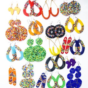 20 Pieces Beaded African Maasai | Women Earrings | Maasai mara | Dangle