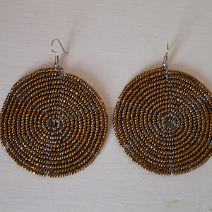 ON SALE Round Earth Maasai Earrings | brown Earrings | Light Chocolate Earrings | Maasai Mara Earrings | Maasai beads